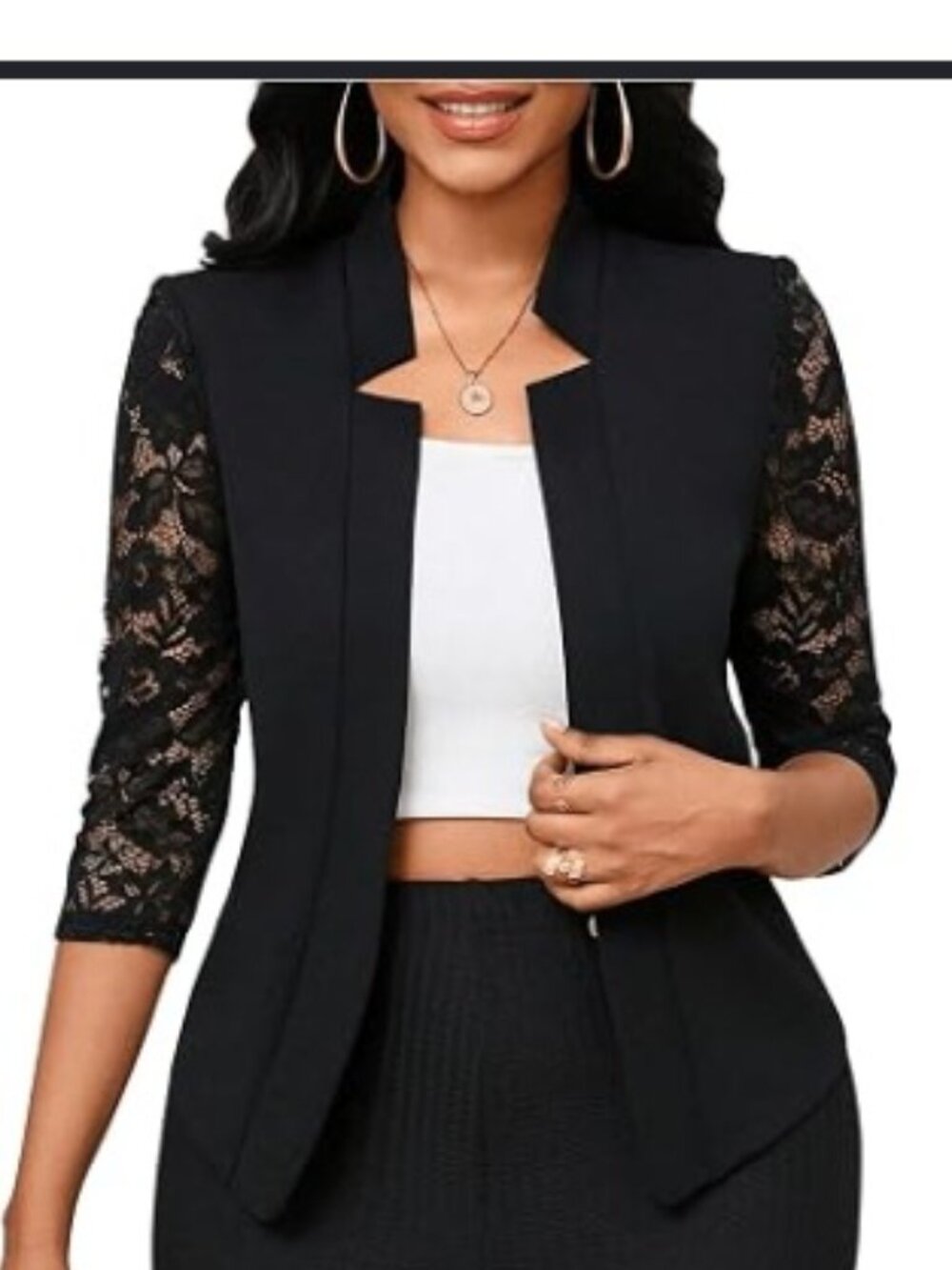 Candies black lace 3/4 sleeve blazer